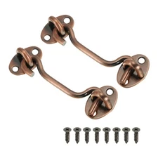 2Pcs 4" Hook Eye Latch, Privacy Hook and Eye Latch Gate Latch Lock, Red Bronze