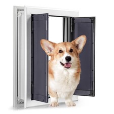 Sliver Pet Door with Panels, Aluminum Dog Door with Automatic Closing Magneti...