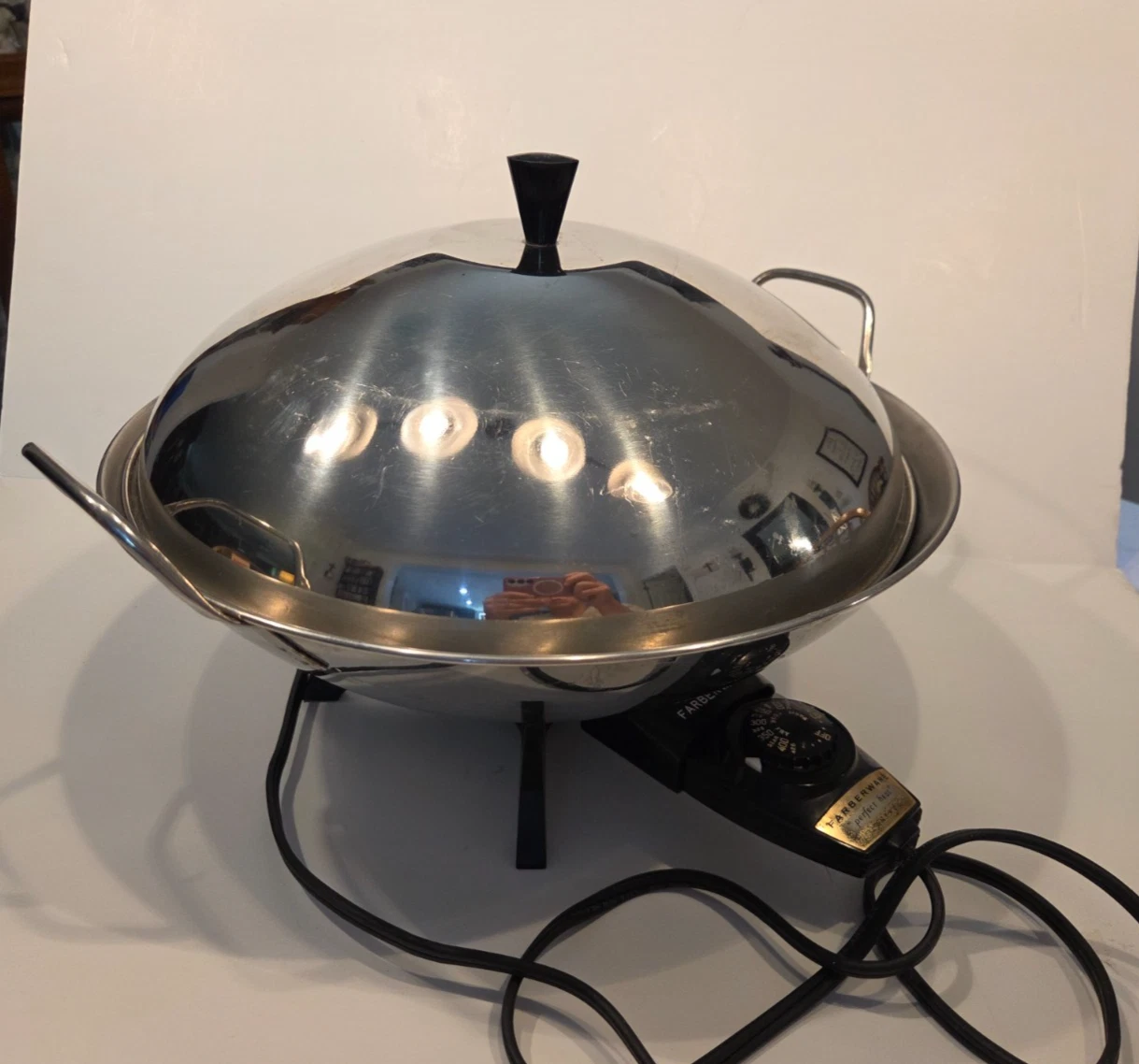 Vintage FARBERWARE Electric Wok Model 303 Stainless Steel 14"
