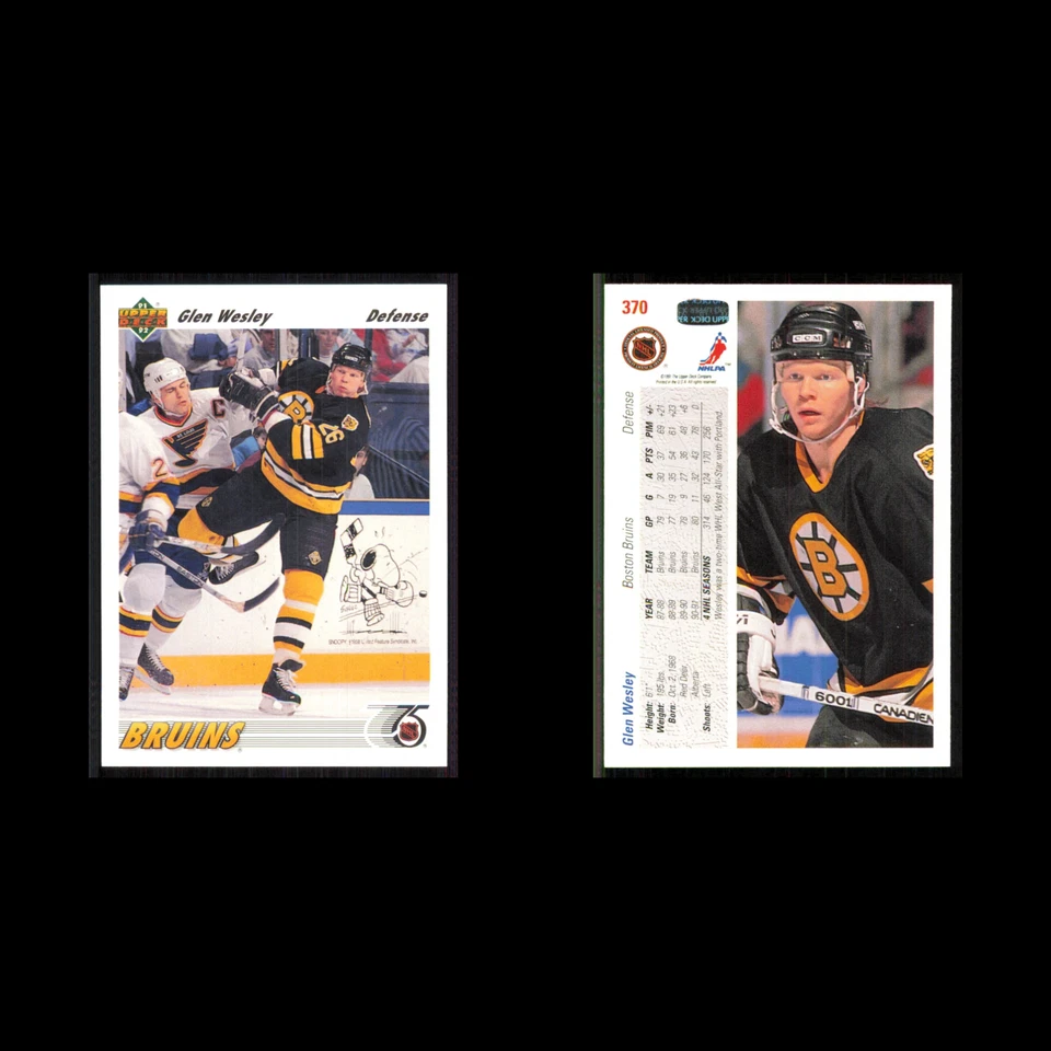 Glen Wesley #370 1991 Upper Deck Boston Bruins Hockey Card NHL NM - Image 3 of 3