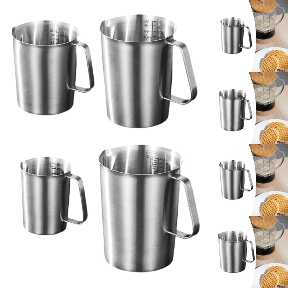 Tasse de Mesure Acier Inoxydable avec Graduation Double Pichet à Mousser Le - Photo 1/1