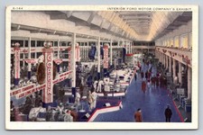 1934 Chicago World's Fair Ford Motor Co Exhibit Linen Postcard Posted