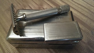 1930's Gillette Big Boy Hybrid Chromium Case and Razor, ''Rare'' Uncommonly Seen.