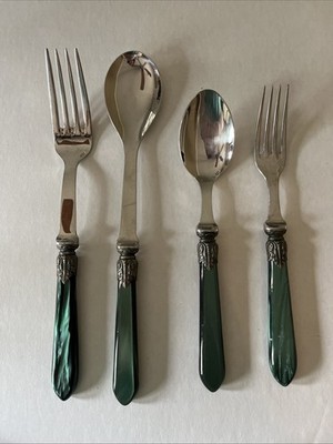 Jean Couzon Galaxy Green Flatware Lot Of 4 Forks Spoons
