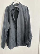 Versace Collection Men's Two-Tone Striped Print Long Sleeve Dress Shirt Gray Euc