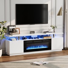 70" Fireplace TV Stand with 36" Electric Fireplace, Entertainment Center Black