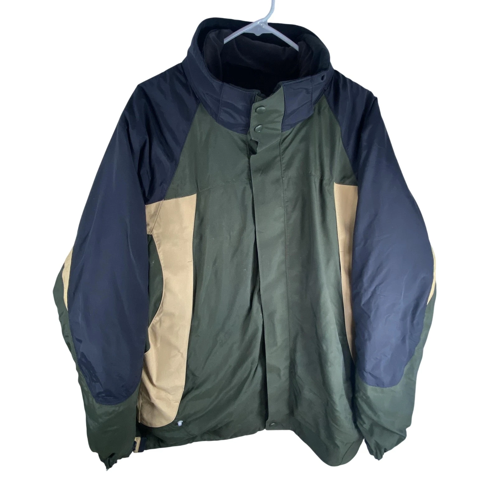 L.L.Bean Jacket Mens Large Green 3-in-1 Thinsulate Hooded Ski Nylon Outdoor