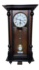 German Oak Vienna Regulator Wall Clock with Pendulum and Carved Crest — listing 3