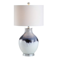 Jonathan Y 27 Blue/White Drip Glass And Metal Table Lamp Modern Transitional