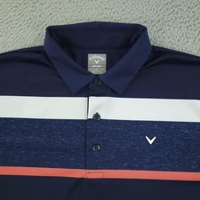 Callaway Polo Shirt Mens Large Blue Stripe Opti-Dri Golf Performance Top