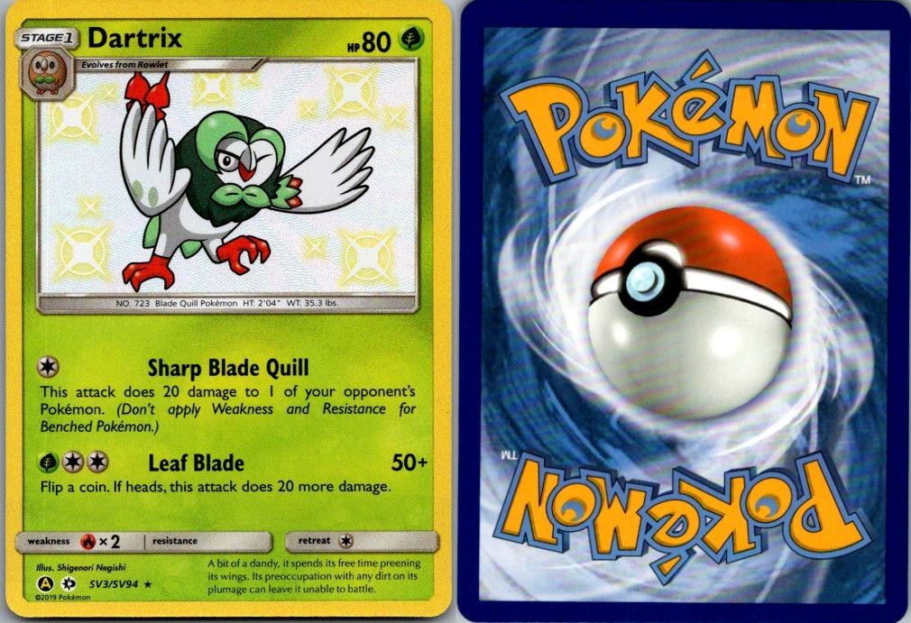 Dartrix SV3/SV94 Shiny Rare Hidden Fates Shiny Vault Pokemon Holo Near Mint