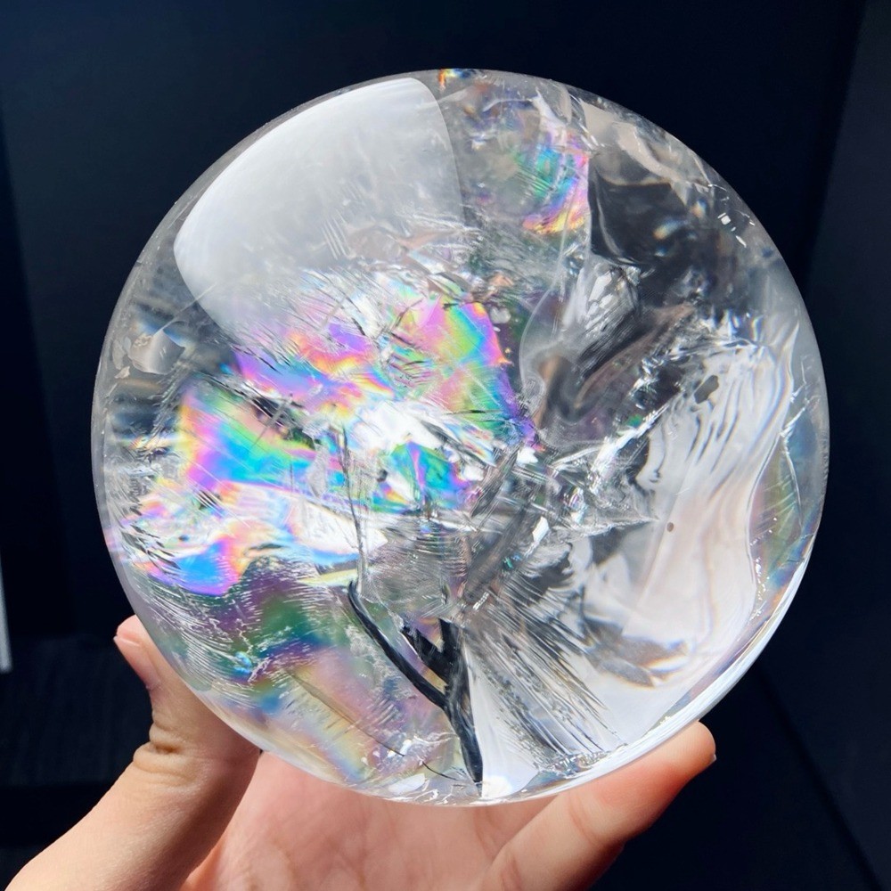 3.65LB Top Natural Clear Quartz Sphere Rainbow Crystal Ball Healing Gift 106mm