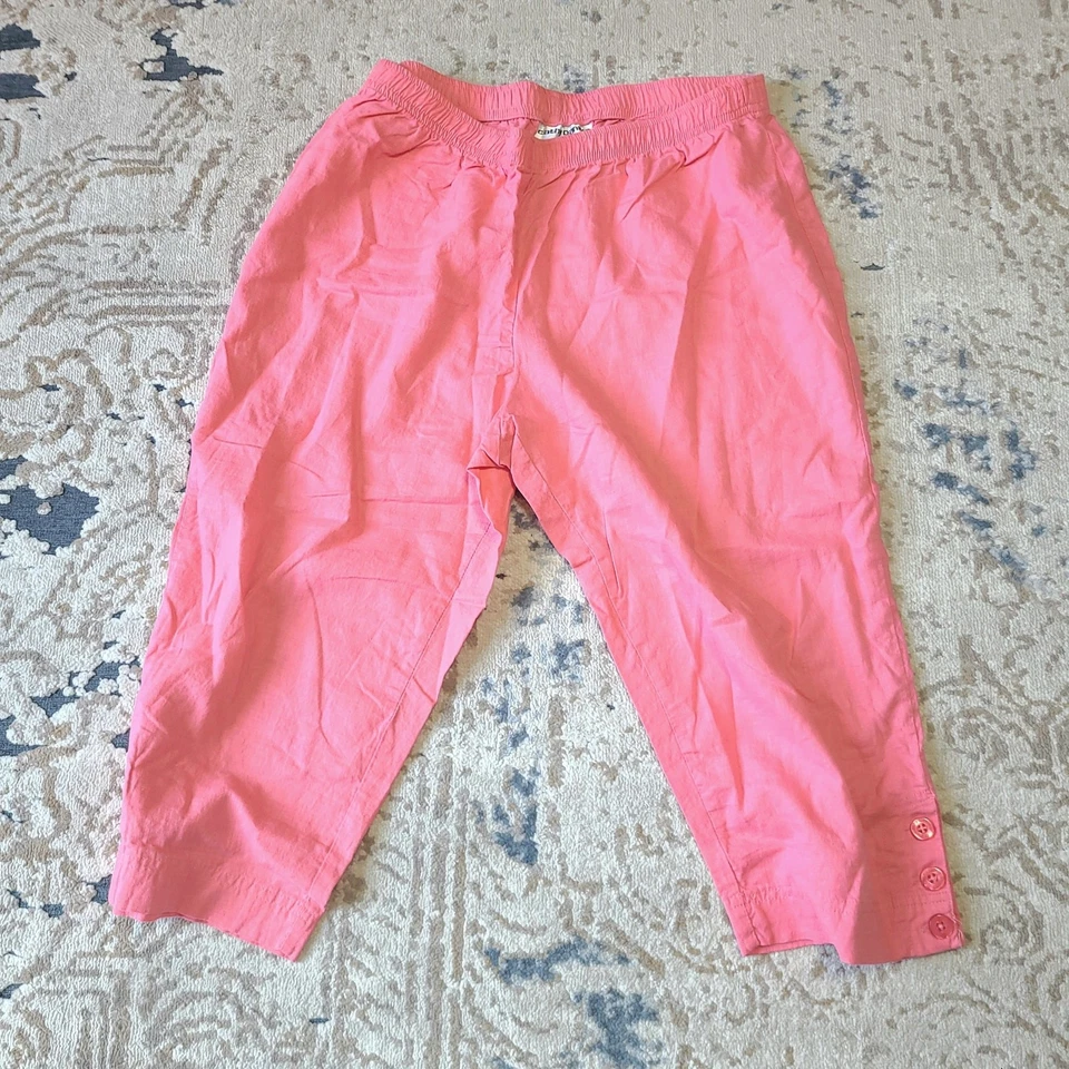 Dobladillo inferior Cathy Daniels rosa lino mezcla rayón detalle botones para mujer talla grande Foto 2 de 4