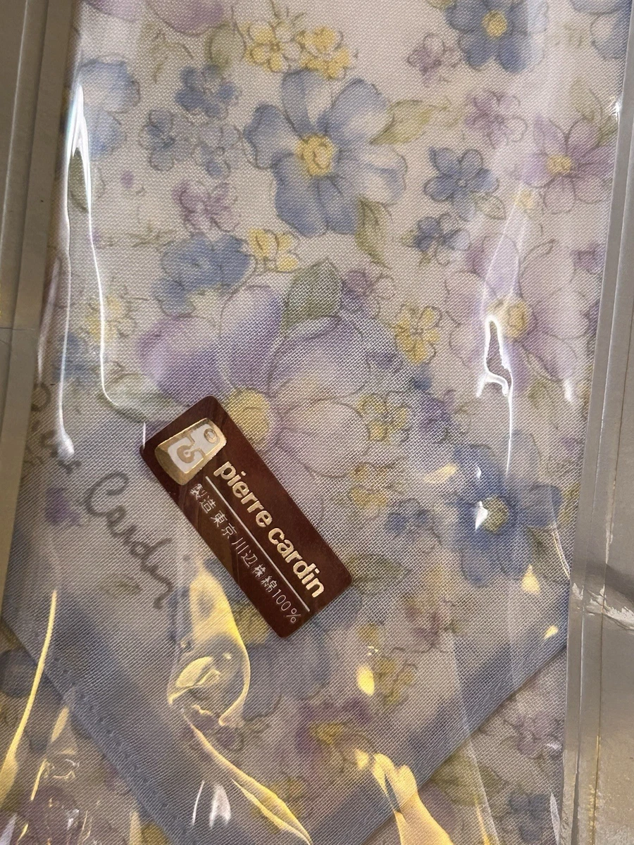 Vintage Pierre Cardin Handkerchief Floral Korea Japan Blue NIB