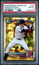 2025 BOWMAN CHROME SAPPHIRE EDITION PROSPECTS YELLOW ROMAN ANTHONY 63/75 PSA 8