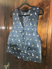 Looney Tunes Mania 100 Silk Vest Mens L/XL Plaid w/Characters Bugs, Taz, Tweety