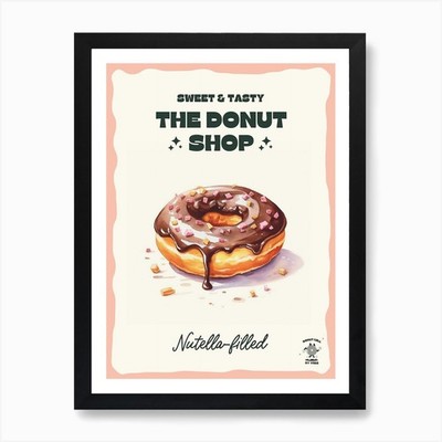 Nutella Filled Donut The Donut Shop Framed Wall Art Poster Canvas Print Picture