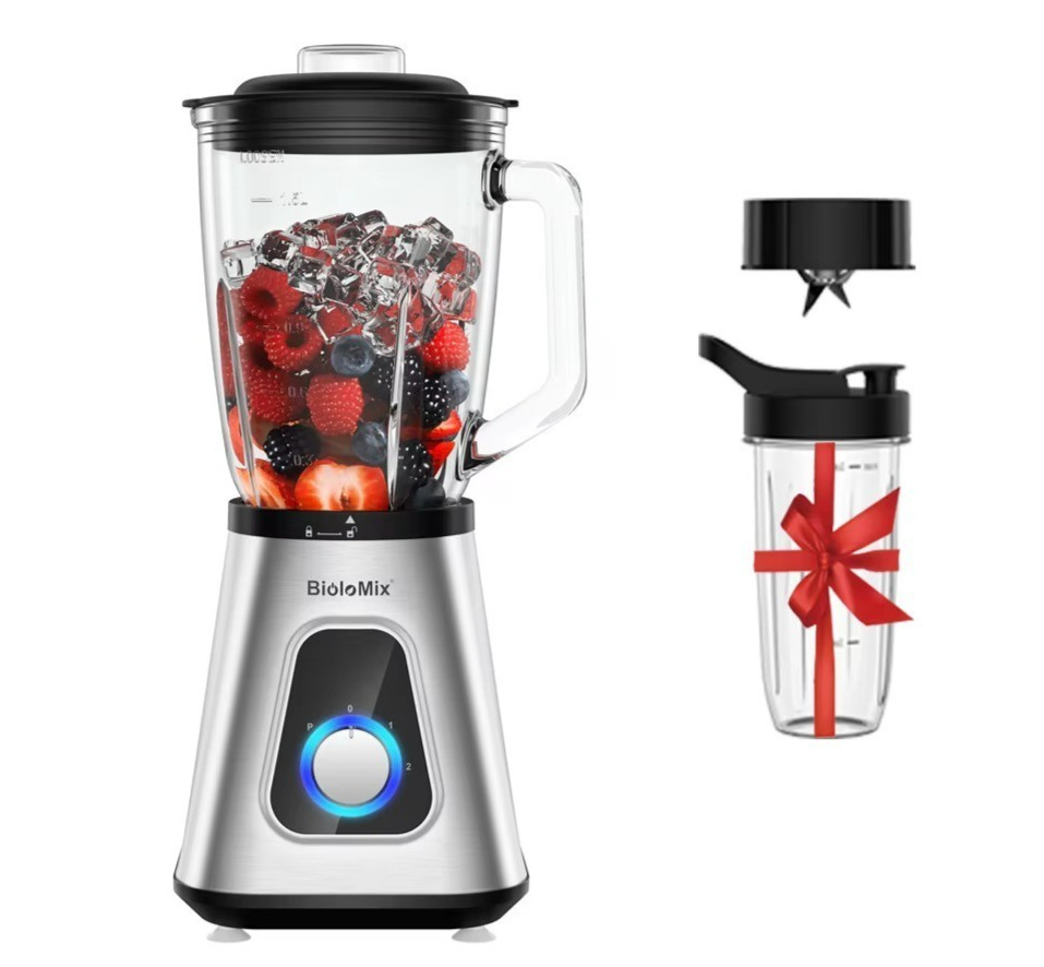 1300W Smoothie Blender 1.5L Glass Jar & 600ml Cup Ice Crush