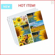 Dunwell 12x12 Scrapbook Page Protectors - 4x6 Photo Album Pages for 3-Ring Binde