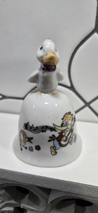White Glossy Ceramic Duck Decorative Bell with Clapper, Multicolor