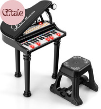 Classical Kids Piano, 31-Key Toy Mini Grand Piano with Music Stand  Stool, Port