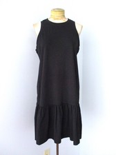 NWT Madewell Black Stretchy Knit Racerback Midi T-Shirt Tank Dress Ruffle Hem M