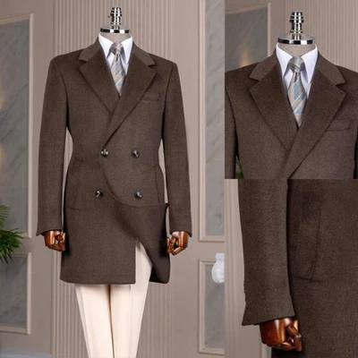 Herren Herbst Warme Jacke Wolle Overcoat Mittlere Länge Doppelte Brust Coat - Bild 1 von 4