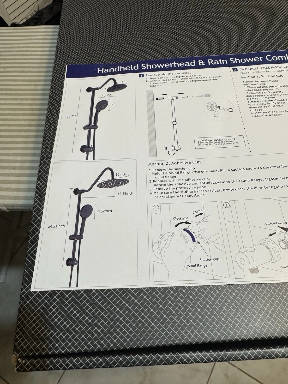 Matte Black Rainfall Shower Combo: 10" Head & Handheld AE137MB
