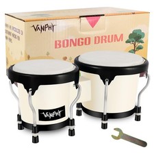 VANPHY Bongo Drum 4'' and 5'' Set for Adults Beginners 4&ldquo;+5&rdquo; white, White