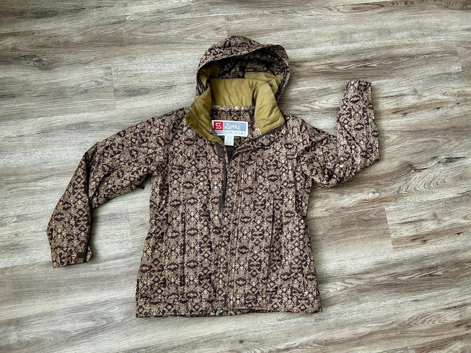 Sims Brown Damask Ski Snowboard Jacket Medium Women’s Size M EUC