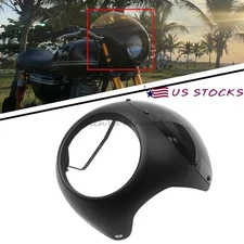 7" Headlight Fairing Black Windshield Windscreen For Harley Cafe Racer Chopper