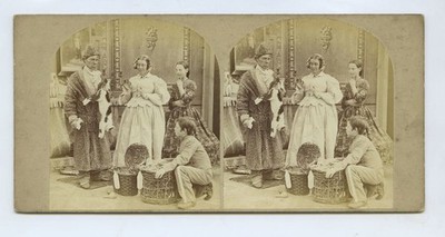 Aprilscherz Trick - Katze & Korb - Genre Stereoview 