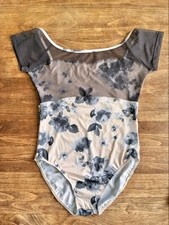 Diana Flower Leotard Size 3 Ballet Dance Costume Beige Charcoal Used