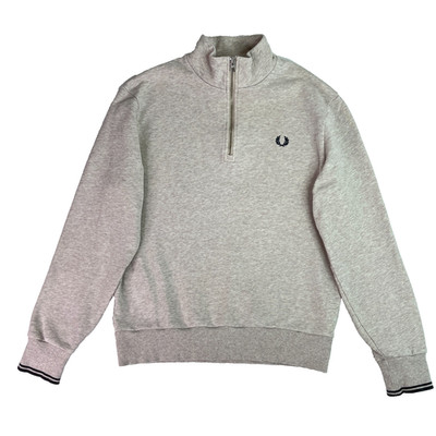 Fred Perry Half Zip Sweatshirt Mens Medium Porridge Marl Beige Cotton Pullover