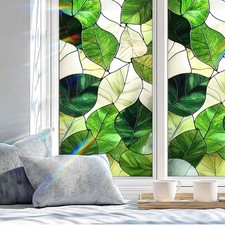 Window Privacy Film Static Cling Stained Glass Decorative Sun Blocking Covering