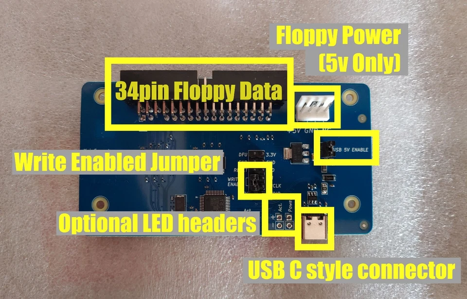 Unidad de disquete externa GreaseWeazle de 3,5 pulgadas totalmente montada (blanca) Foto 4 de 4