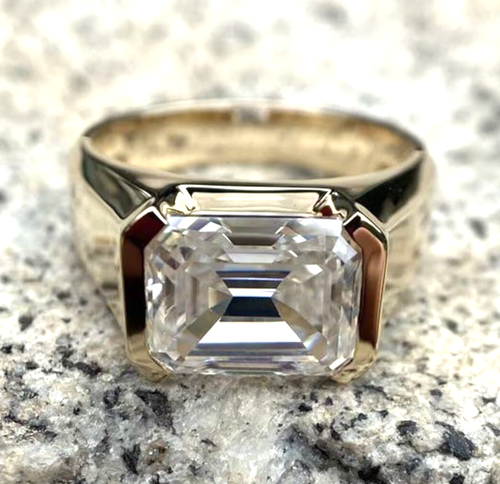 10 Ct Certified Treated Off White Diamond Solitaire Men's Ring In 925 Silver - Picture 3 of 9
