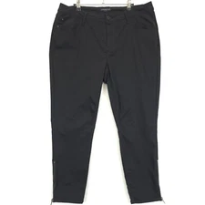 Signature Studio Pants Womens 16W Black Tapered Stretch Ankle Zip Dark Wash