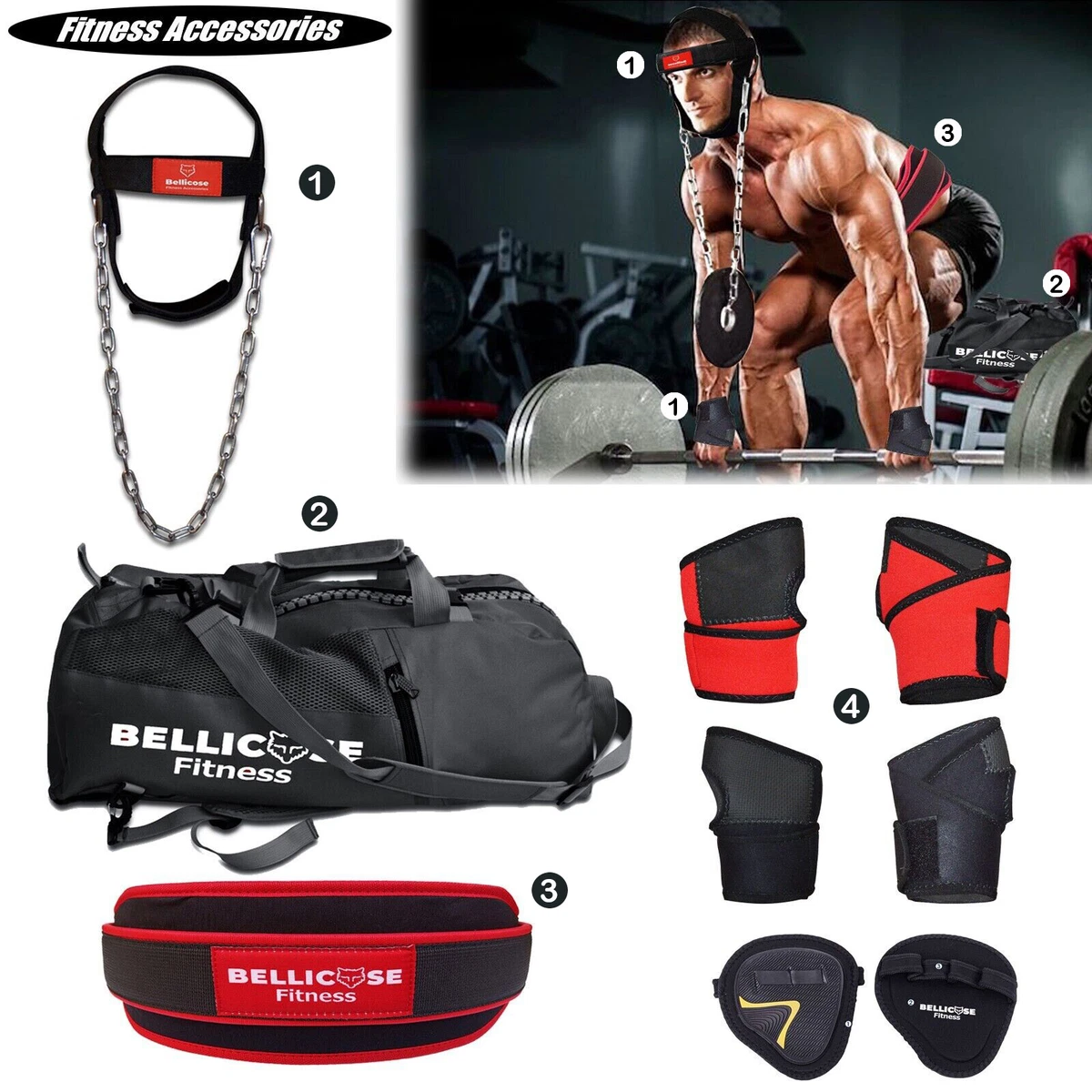 Bodybuilding Gear Accessories Grip Pads Gloves Weightlifting Belt Bag Kit