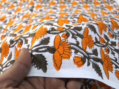 5 Yard Hand Block Printed Cotton Fabric Sewing Craft Floral Dress Making Fabric - Picture 74 of 85