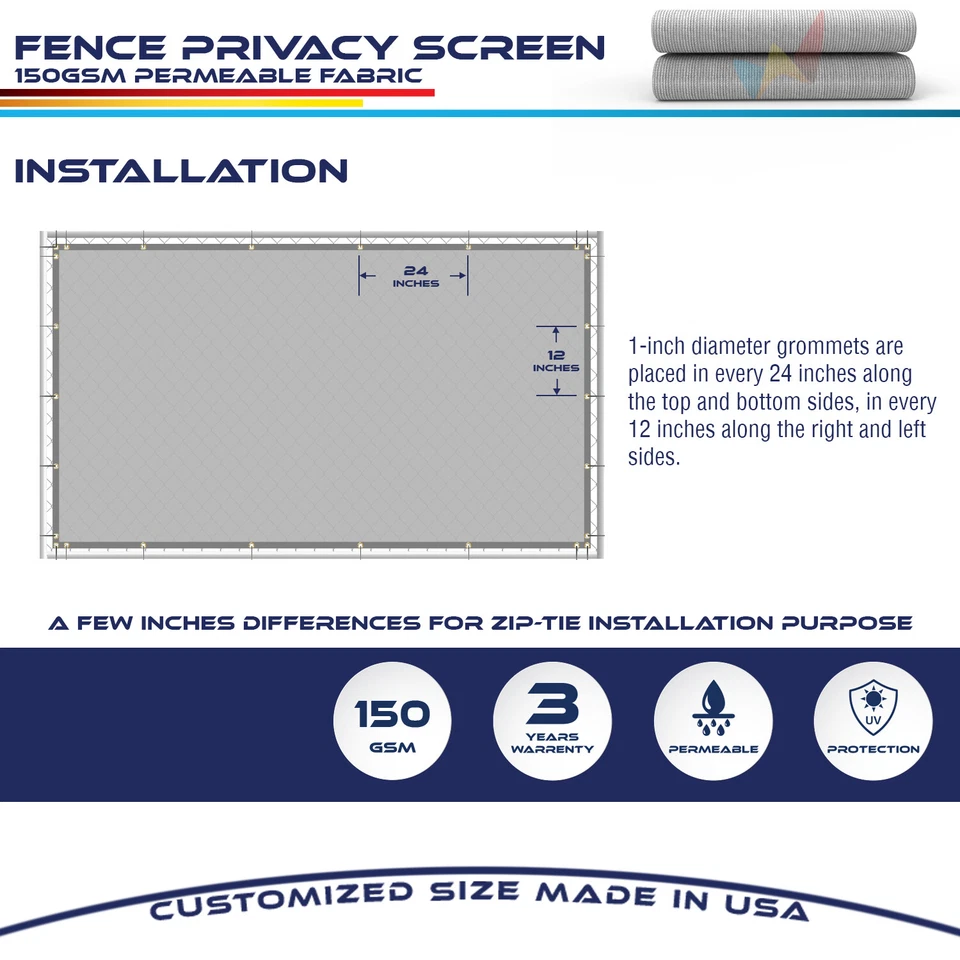 Cubierta de malla de parabrisas comercial con pantalla de valla de privacidad gris de 6 pies tamaño personalizado Foto 4 de 4