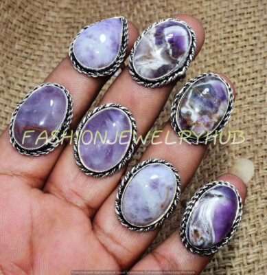 Amethyst Gemstone 5pcs Rings Lot 925 Silver Plated Jewelry FR-2251