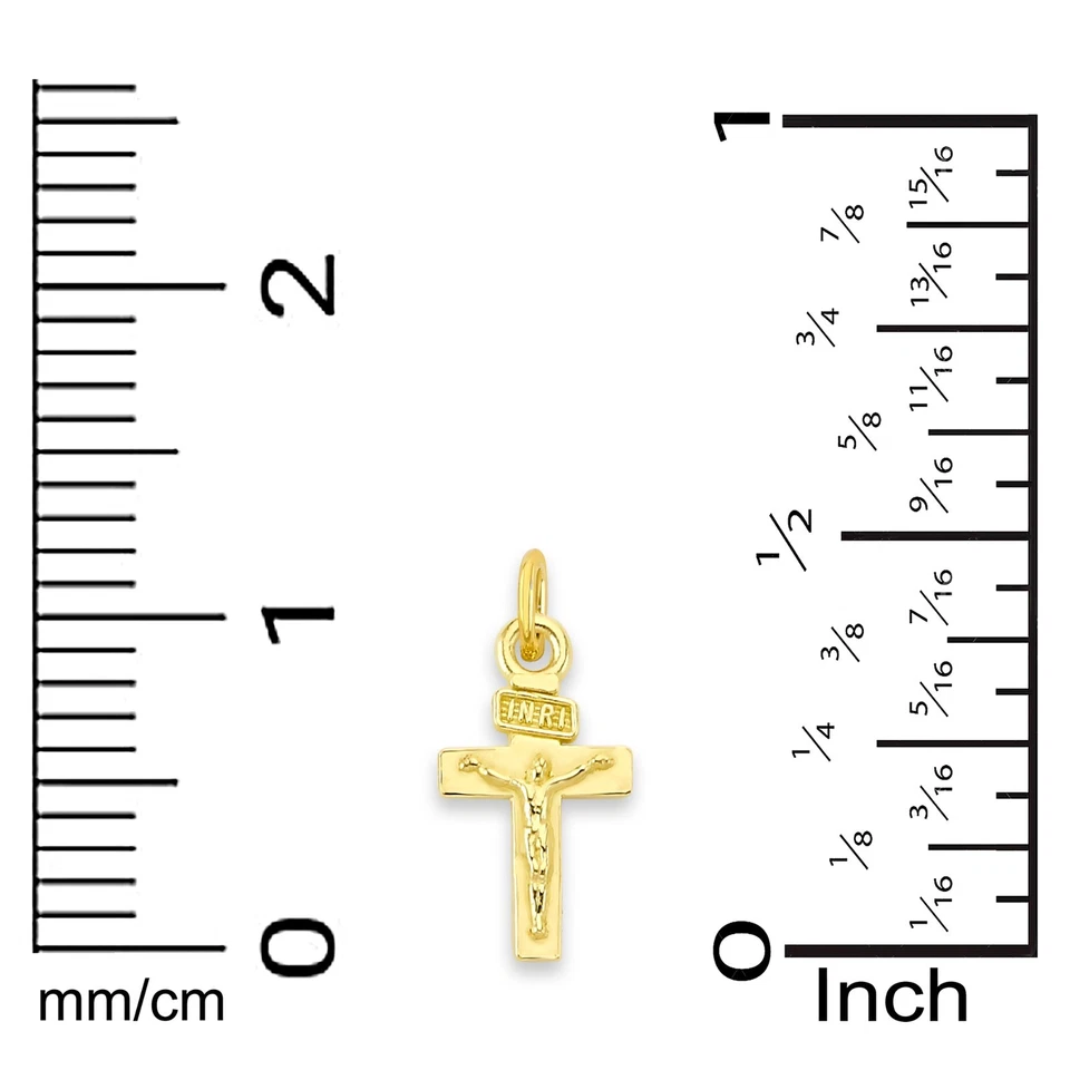 Dije Crucifijo INRI Oro Sólido 14k - Pequeño Dije Religioso para Pulsera Foto 4 de 4