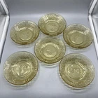 x6 VTG Sharon CABBAGE ROSE 5" Small Berry Bowl Depression Glass Yellow Amber