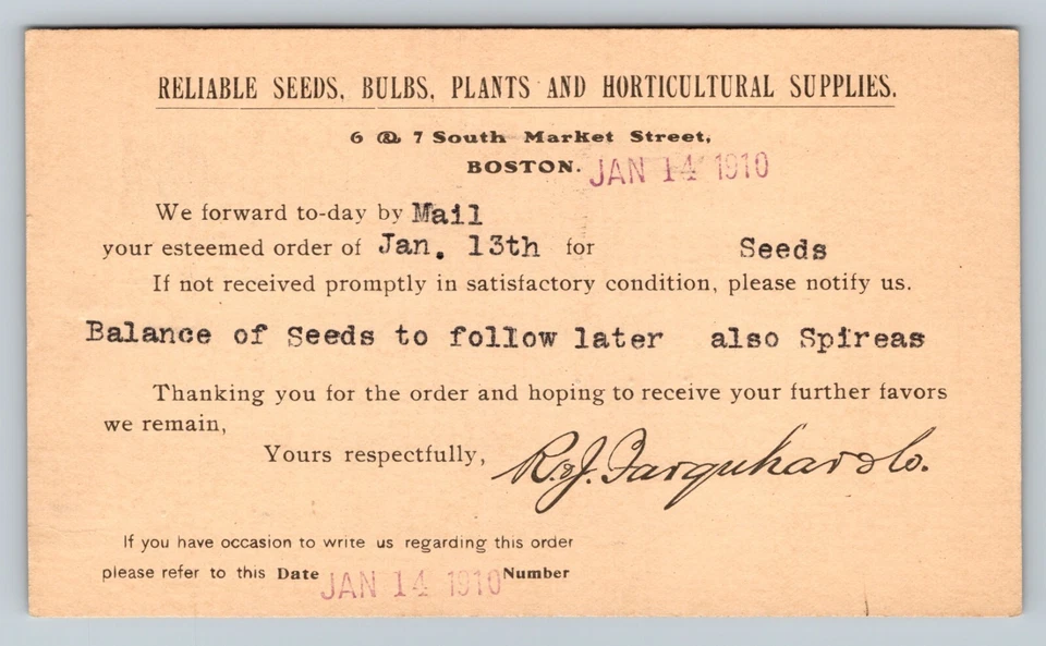 c1910 Boston MA To State Farm MA Shipping Update #49518 American Flag Cancel 1c - Image 2 of 2