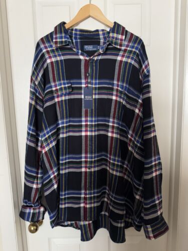 Polo Ralph Lauren Men’s 3X-BIG Big & Tall Plaid Flannel Workshirt NEW - Picture 2 of 12