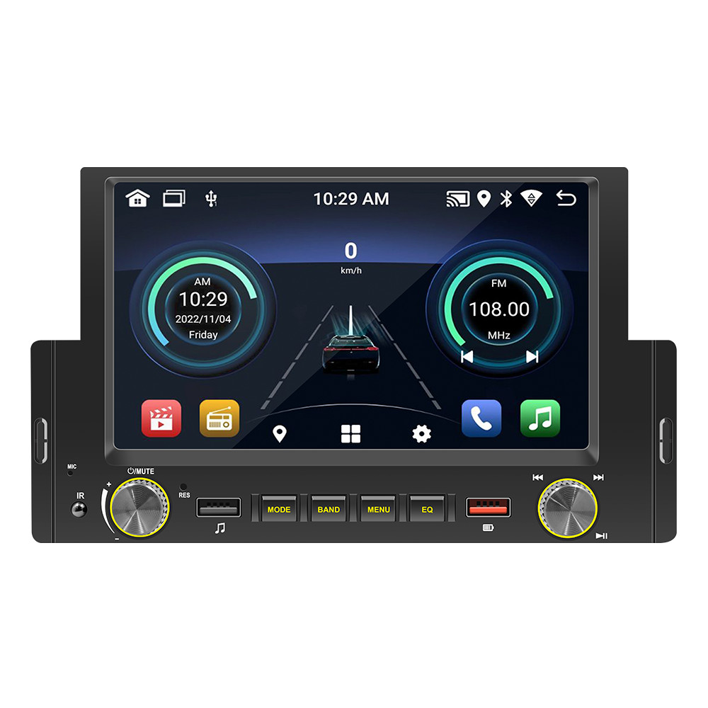 1 Din Bluetooth Car Radio with FM Player Apple CarPlay Android Auto Support