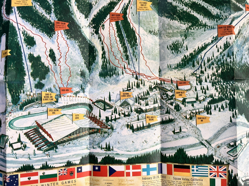 Vintage 1960 Squaw Valley CA Winter Olympics Illustrated Pictorial Map Wilkie - Picture 8 of 13