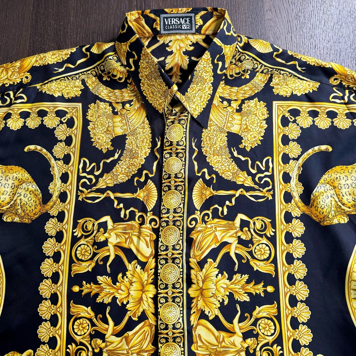 VERSACE CLASSIC V2 silk shirt Baroque Wild Signature with Greek scene size  XL