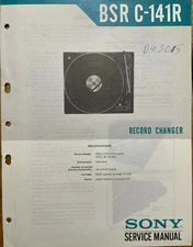 SONY BSR C-141R STEREO TURNTABLE SYSTEM ORIGINAL SERVICE REPAIR MANUAL